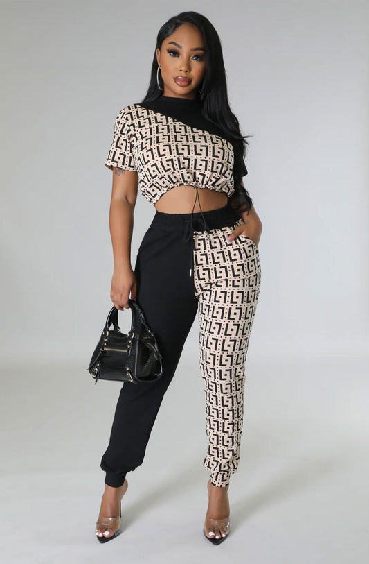 Autumn Classic Women Clothing Casual Two Piece Set Color Matching