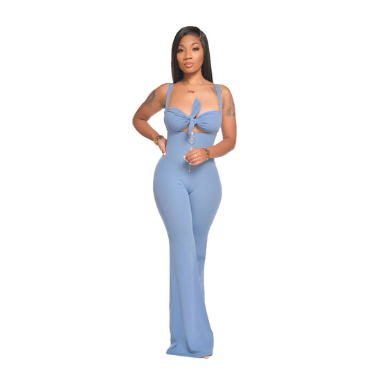 Women Clothing Sexy Tube Top Strap Bell-Bottom Pants Two-Piece Suit