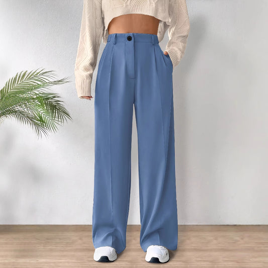 Office Professional Work Summer Women Cigarette Pants High End Wide Leg Draping Narrow Casual Straight Leg Low Waist Work Pant