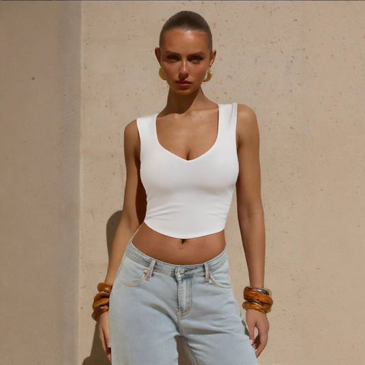 Summer Women Wear Camisole Casual Beauty Back Slimming Solid Color Top